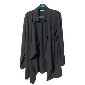 ODDY Black Oversized Relaxed Fit Open Cardigan with Pockets Women's L / XL